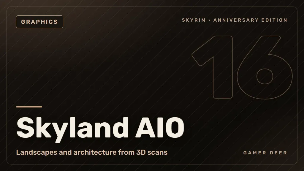Gamer Deer title card for Skyland AIO: Landscapes and architecture from 3D scans