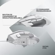 502 x white (4) Logitech G502 X Blanc - Souris Gaming Filaire - LIGHTFORCE Optique-Mécanique - HERO 25K - 89g - 13 Boutons