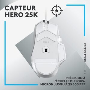 Logitech G502 X Blanc - Souris Gaming Filaire - LIGHTFORCE Optique-Mécanique - HERO 25K - 89g - 13 Boutons