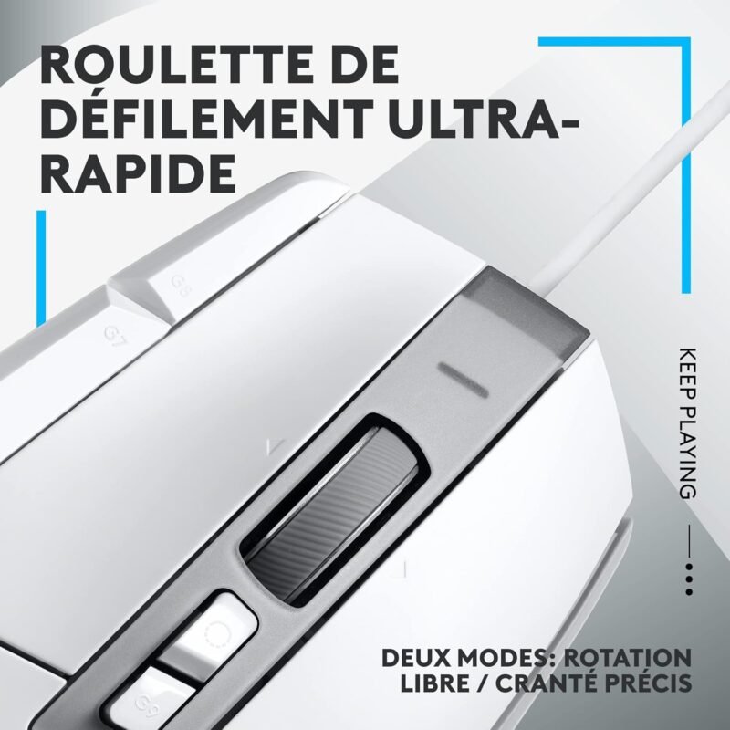 Logitech G502 X Blanc - Souris Gaming Filaire - LIGHTFORCE Optique-Mécanique - HERO 25K - 89g - 13 Boutons