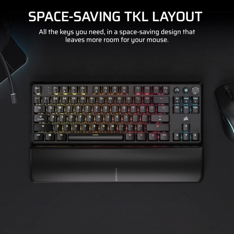 Clavier Gamer Mécanique Sans Fil Corsair K70 Core TKL Wireless (Noir) - Switchs MLX Red v2 AZERTY