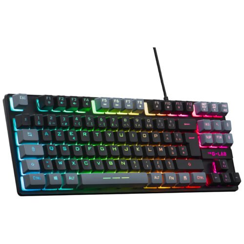 Clavier Gaming G-Lab KEYZ CAESIUM Noir Gris - Membrane Silencieuse - RGB 11 Modes 7 Couleurs - Anti-Ghosting 26 Touches - 15 Macros - AZERTY Français - USB